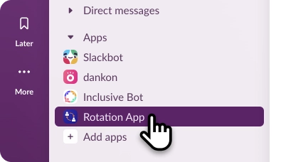 Finding Rotation App's Home tab using sidebar