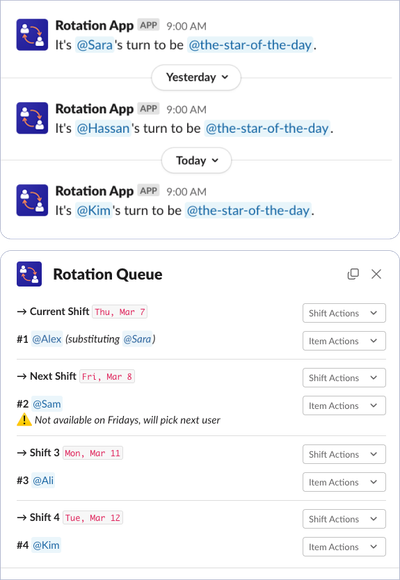 The most advanced rotation scheduling app for Slack.