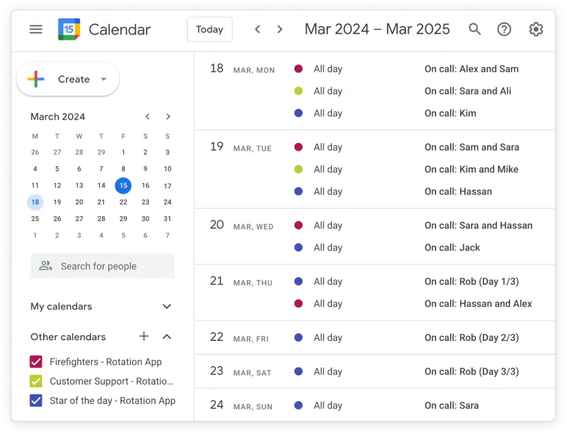 calendar integration screenshot