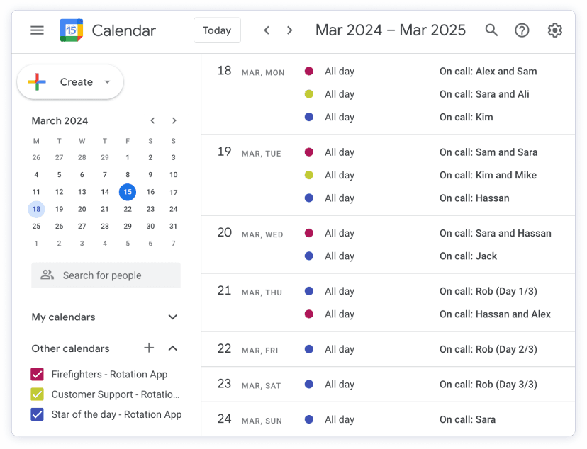 calendar integration screenshot