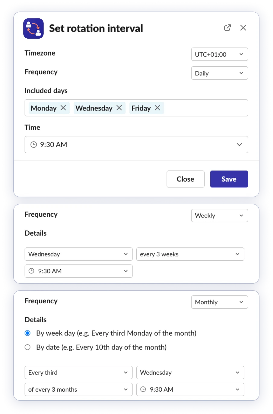 flexible scheduling screenshot